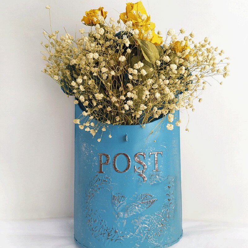 Europæisk stil jern retro postkasse blå postkasse