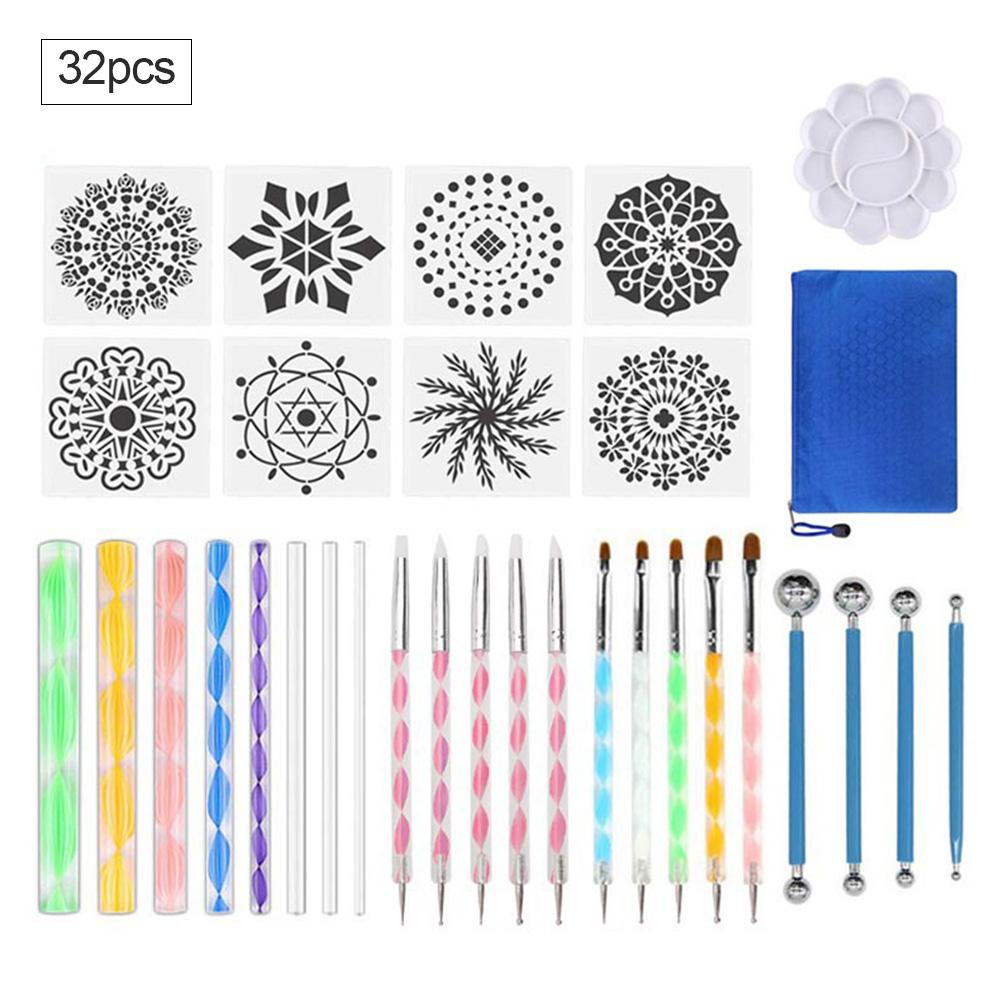In-stock 32PCS Dotting Painting Tools Set Complete Sculpting Carving Tools Kit Acrylic / Plastic For Rocks Ceramics Art Drawing