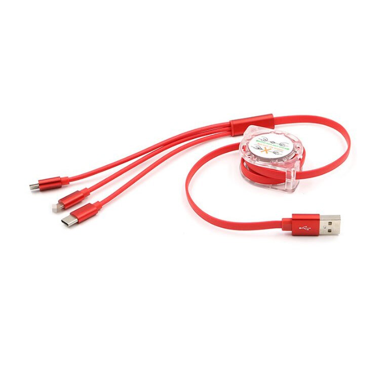 3 in 1 USB Ladekabel Typ-c Für iPhone 6 7 8X11 Profi Samsung LG Xiaomi redmi Huawei Android Telefon Ladegerät Draht strecken1M: rot