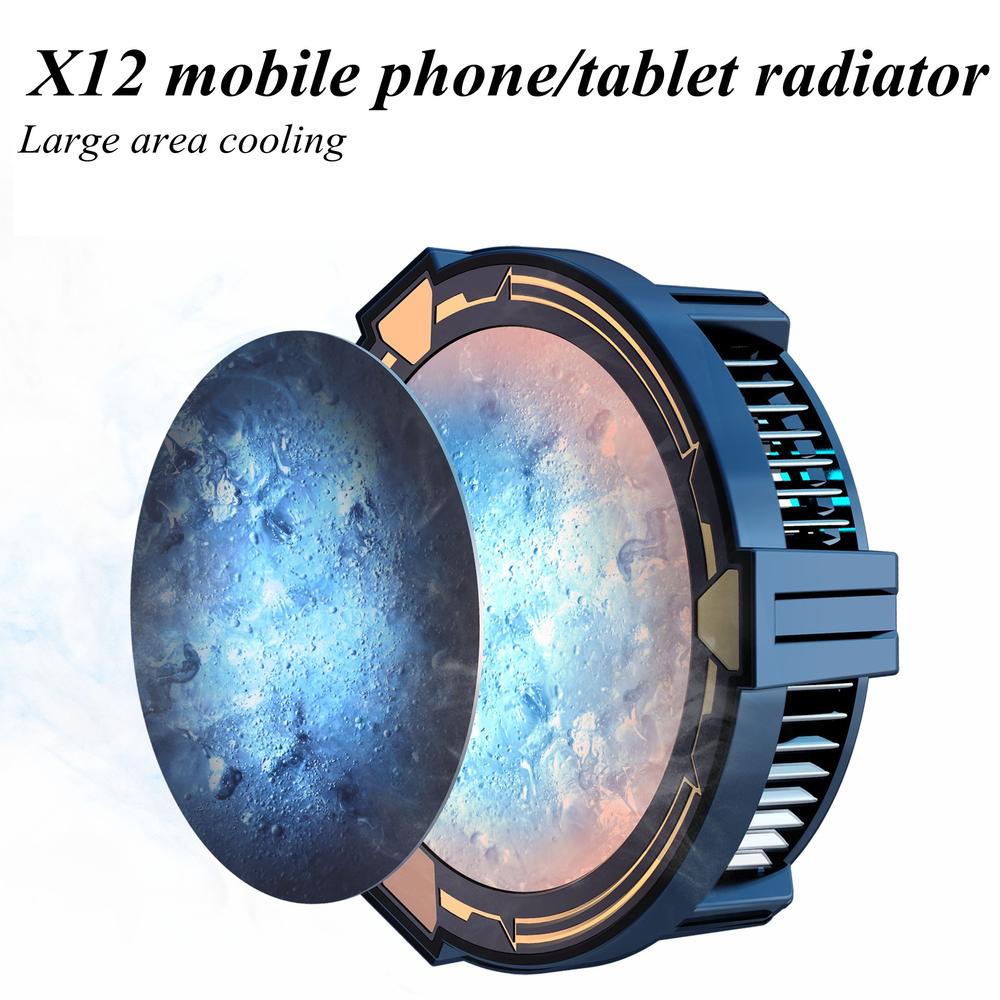 X12 Telefoon Tablet Radiator Mute Koel Licht Magnetische Game Quick Koelventilator Draagbare Halfgeleider Gaming Koeler Voor Smart Telefoon