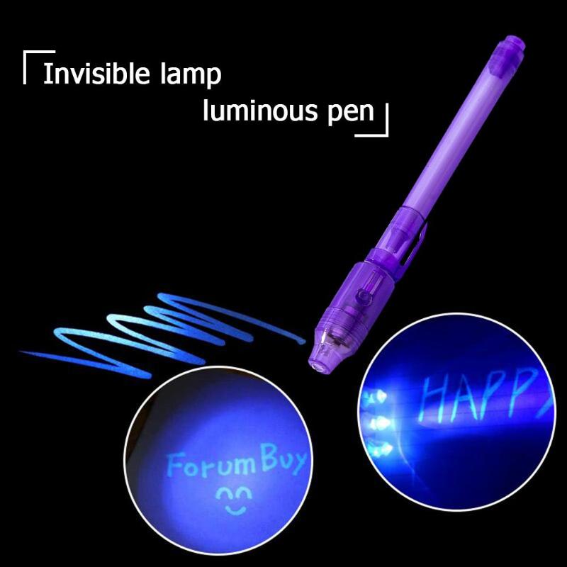 1/4/7pz Creativo 2 in 1 Magia Grande Testa di Luce Luminosa Penna UV Disegno Inchiostro Invisibile penna per Bambini di Scrittura di Apprendimento Giocattolo Educativo