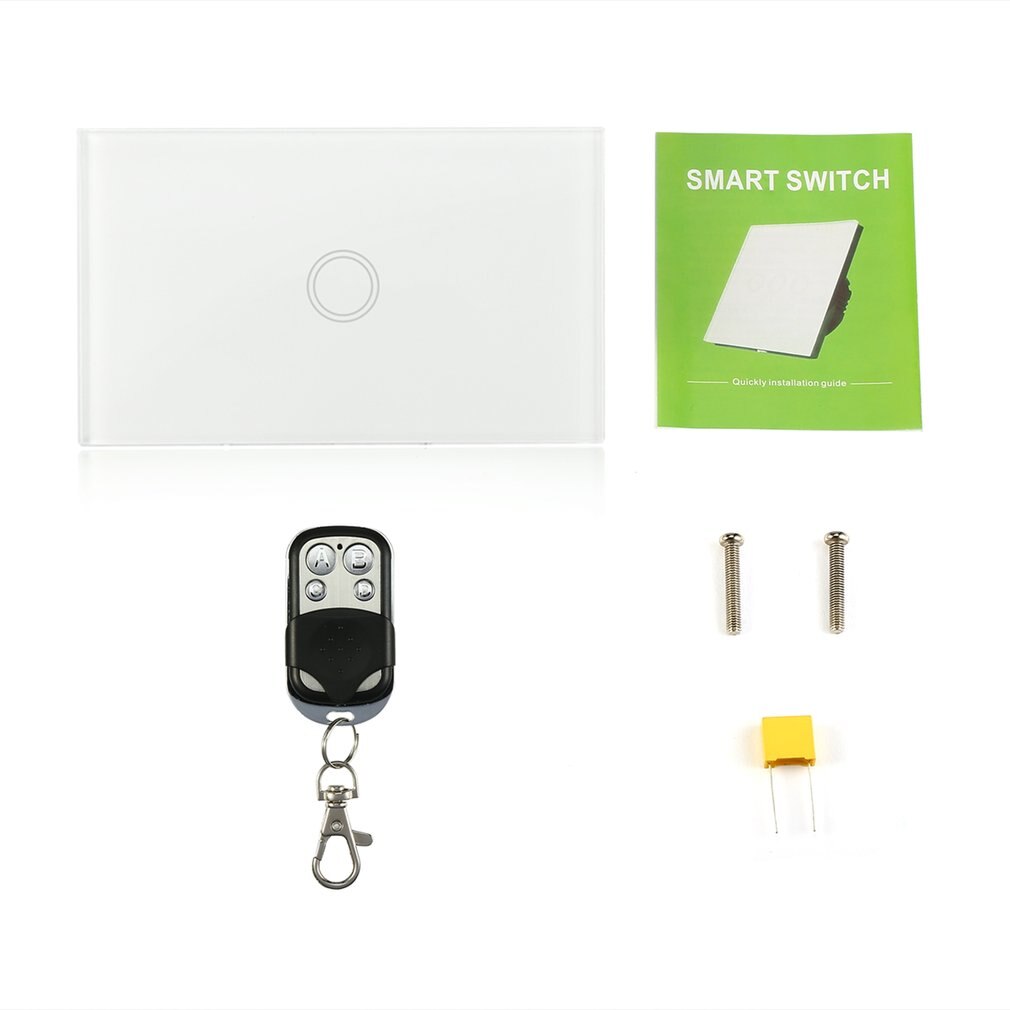 1 Way Smart Home Wall Touch Switch EU/US/UK Standard LED Indicator Remote Control Touch Switch Wireless Light Switch: US plug