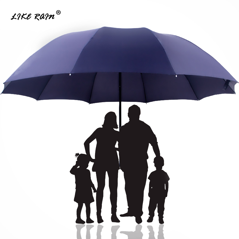 Como la lluvia gran familia paraguas lluvia mujeres grandes exterior paraguas plegable de hombres fuertes doble paraguas UBY28