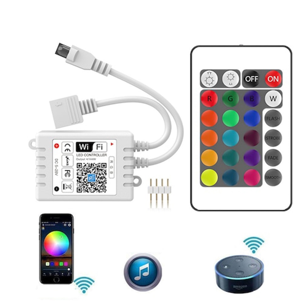 Ledet fleksibel lysstrimmelapplikation 5050 rgb vandtæt 10m wifi smart fjernbetjening dæmpning farve lysstrimmel strømforsyningssæt -2x