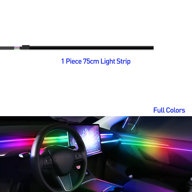 18 in 1 auto omgevingslicht 64 kleuren acrylstrips 110 cm 90 cm 75 cm 35 cm 20 cm volledige kleuren RGB auto-interieur Bluetooth app-bediening: changeable