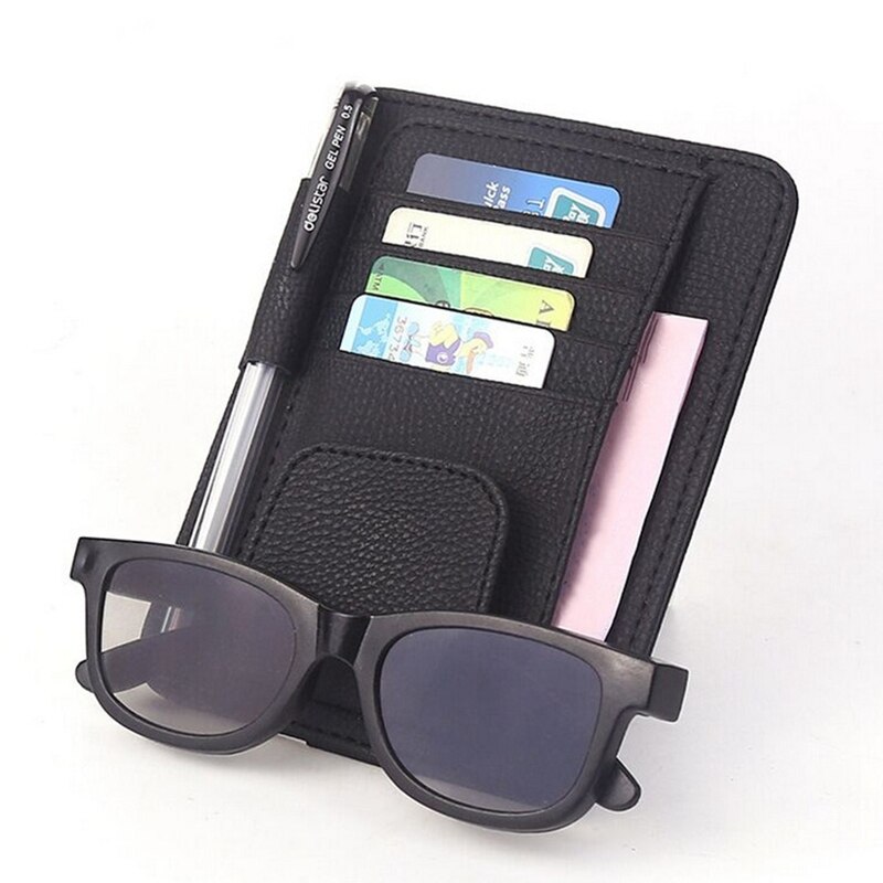 Visière pare-soleil de voiture avec porte-carte | Anti-éblouissement, outils Anti-éblouissement, lunettes multifonctions, stylo Clip en cuir PU, accessoires d'intérieur pour voitures