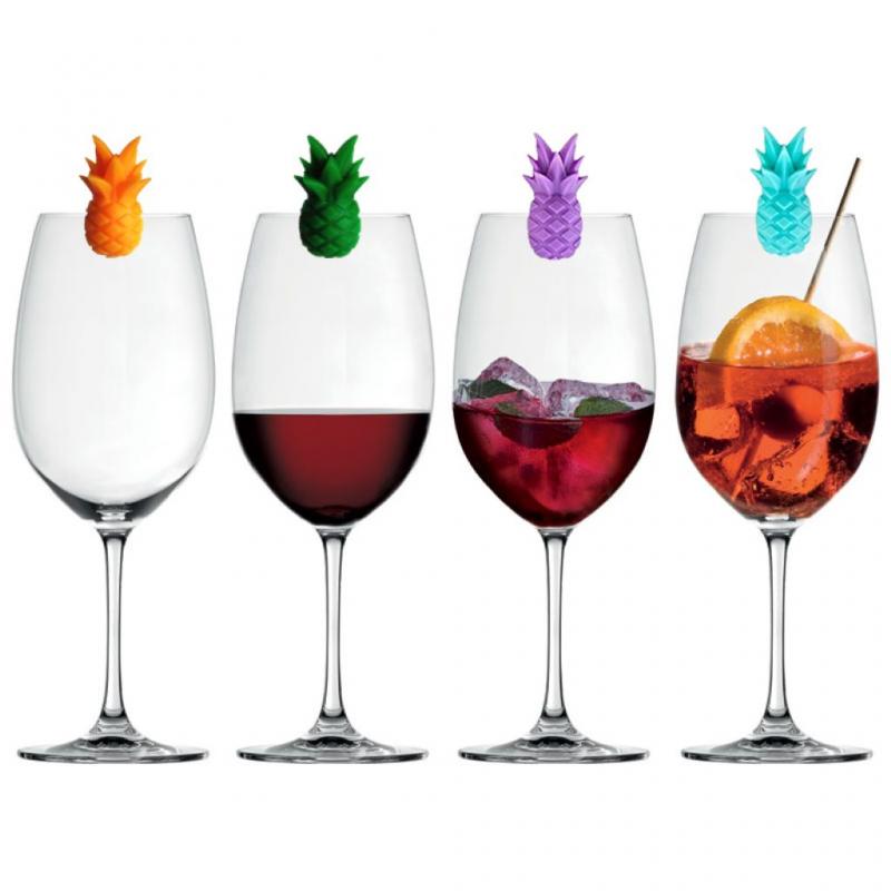 6 silikon søt ananas vin glass merke identifikasjon vin glass markør drikke glass stikkord bar tilbehør kopp etiketter bar verktøy