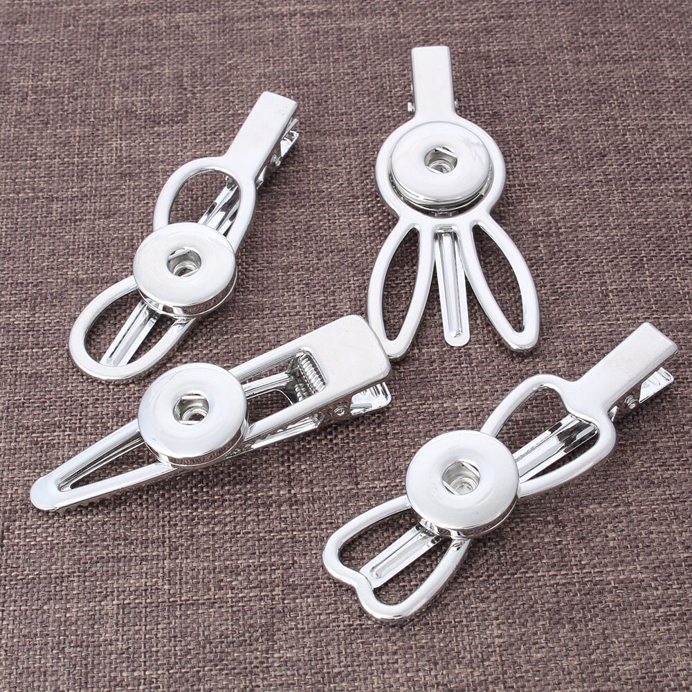 Neue Snap Schmuck Silber Farbe Rose Gold Snap Haar Clip für Frauen Mädchen Fit 18mm Charms Taste Schnappt DIY krawatte Clips Schmuck