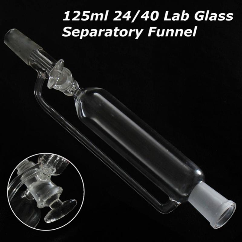 Embudo de separación de vidrio 125ml 24/40, separación de presión, cristalería de ecualización, División de Laboratorio transparente