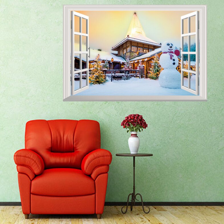 3D Weihnachten Fenster Zauberstab Aufkleber Große Weihnachten Schneemann Fenster Gel Gelee Aufkleber Weihnachten Party Hause Glas Dekor Zauberstab dekor 2Stck: 4