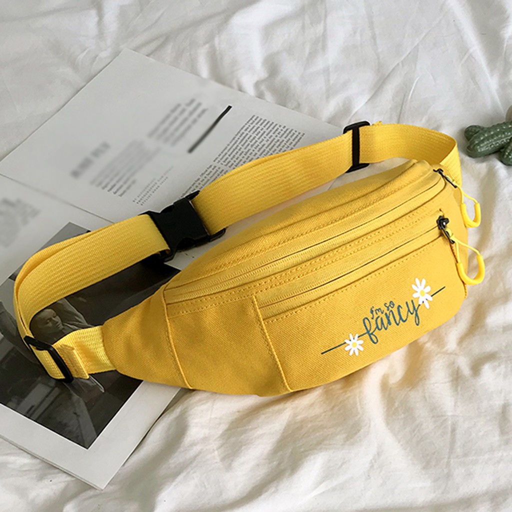 Women Canvas Fanny Pack Waist Bag student streetwear Trendy chest bag Solid Cute Pattern Belt bag nerka Purse Pouch pochete