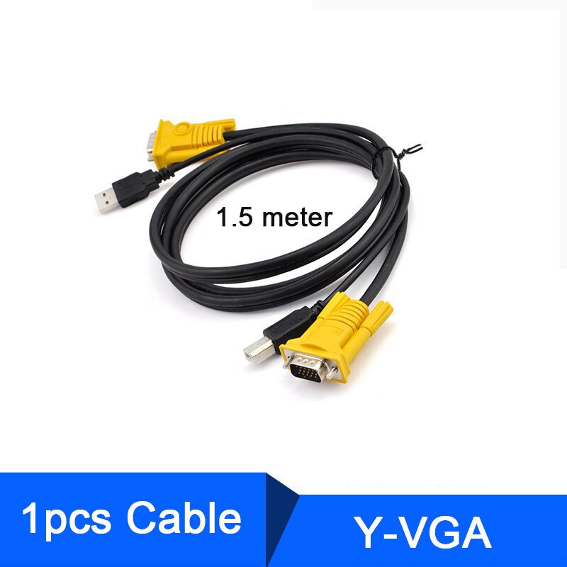 1.5m usb kvm bytte om kabel usb 2.0 15 pin vga hann til hann usb a til usb b ledningskabler pc datamaskin skriver Observere adapter omformer: Y-vga -1 stk