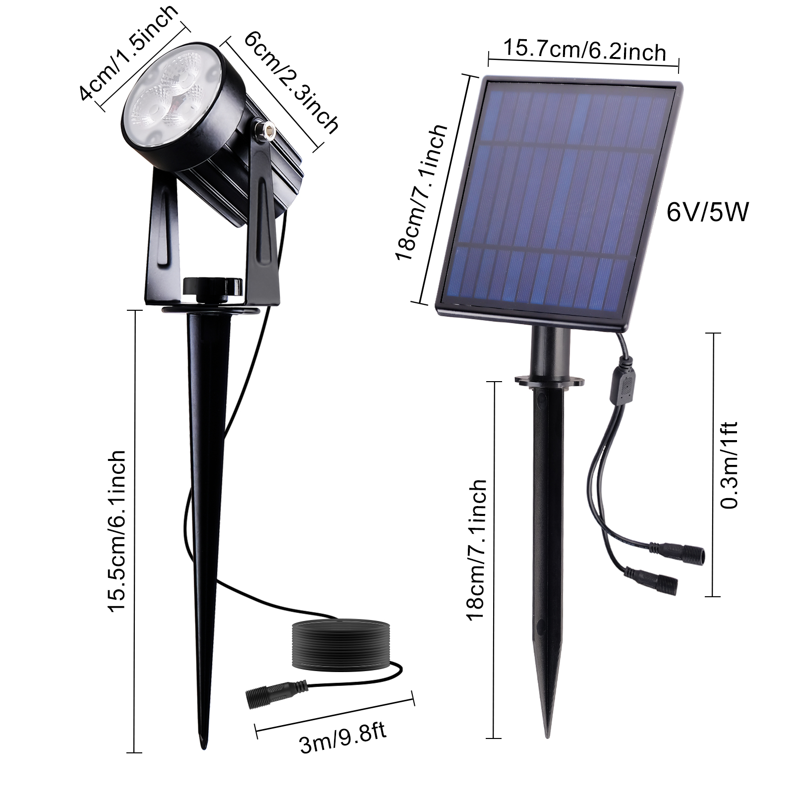 Foco Solar blanco frío de T-SUN, luz IP65 impermeable, brillo ajustable, para jardín, lámpara Solar para exteriores