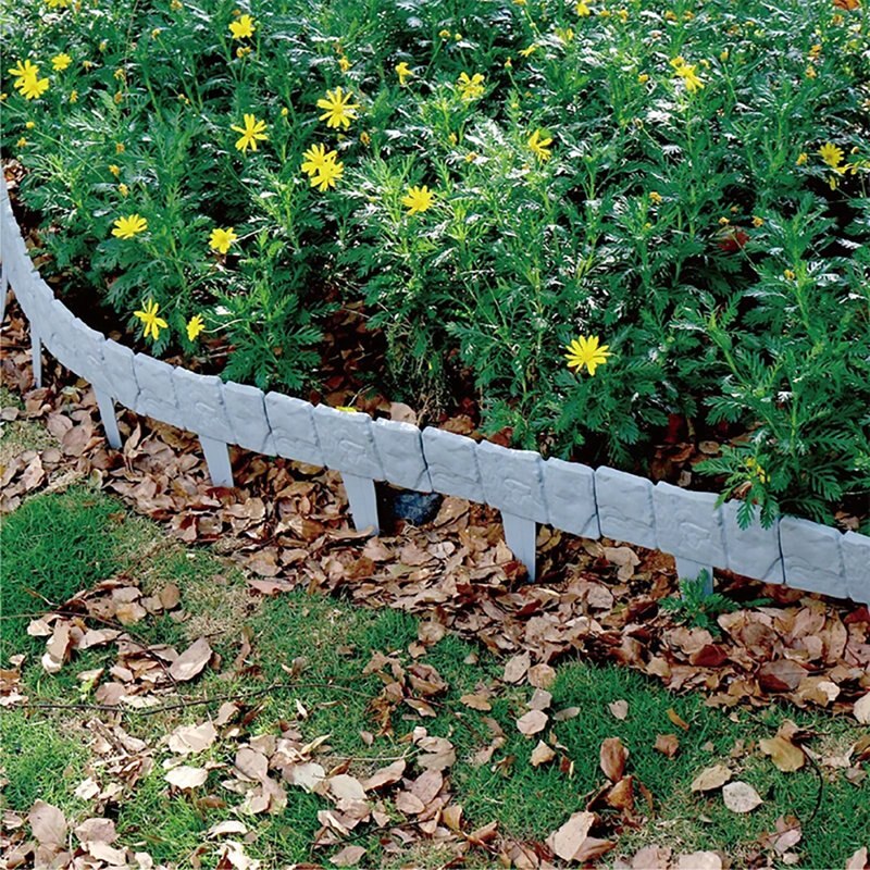 30Pcs Garden Fence Edging Cobbled Stone Effect DIY Plastic Lawn Edging Interlock Flower Bed Plant Border Decorative