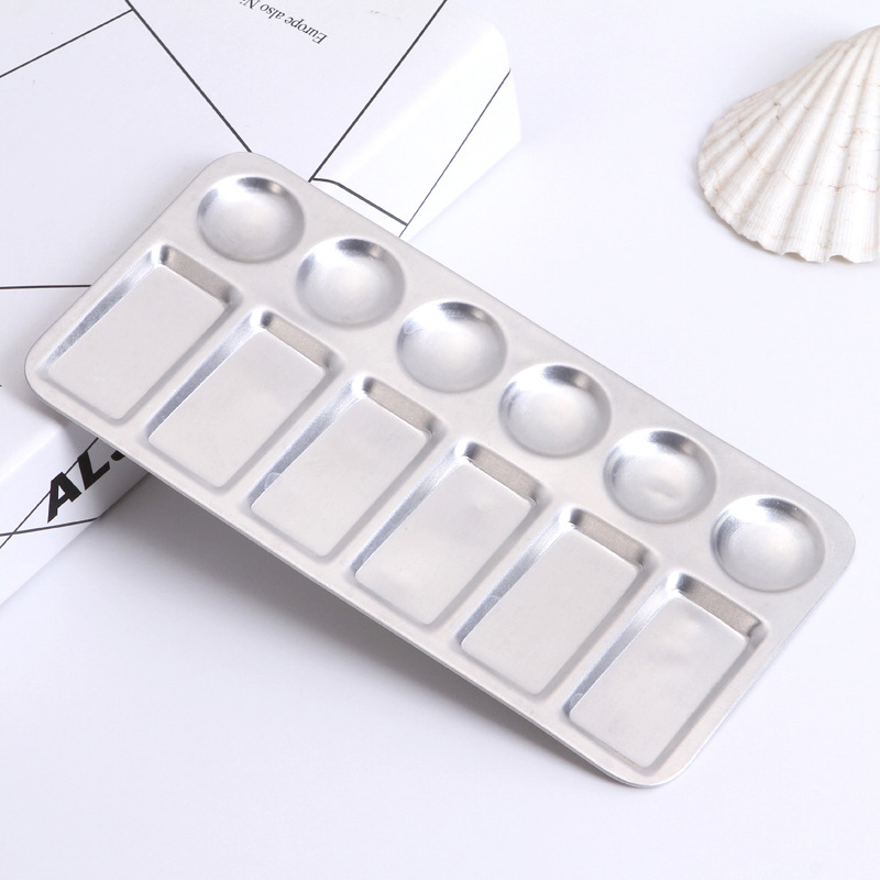 1pc Rectangle Pigment Palette 12 Grid Aluminum Palette For Oil Watercolour Gouache Painting Pallet Students School Art Supplies