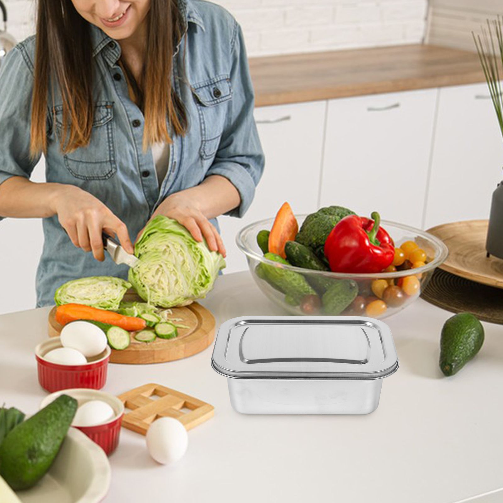 Stainless Steel Ice Cream Container Freezer Storage Keeper Yogurt Boxes Reusable Preservation Household Tubs Containers Kitchen