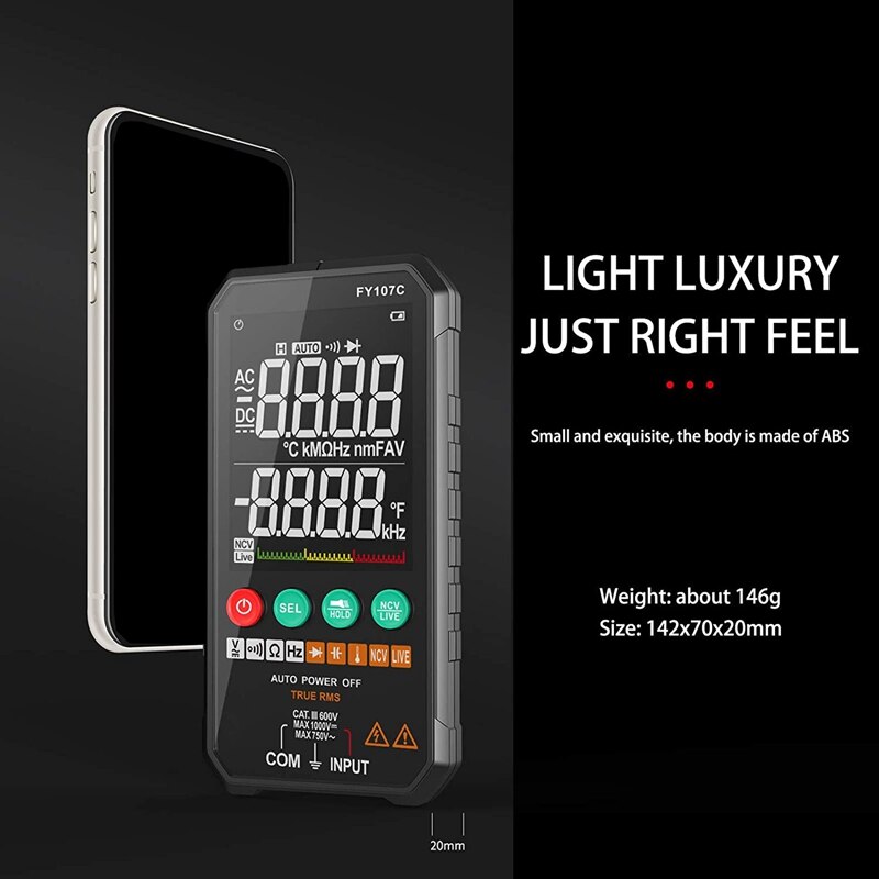 Fashiondigital Multimeter 6000 Counts True RMS AC/DC Voltage Resistance Capacitance Frequency Continuity Diode NCV Test