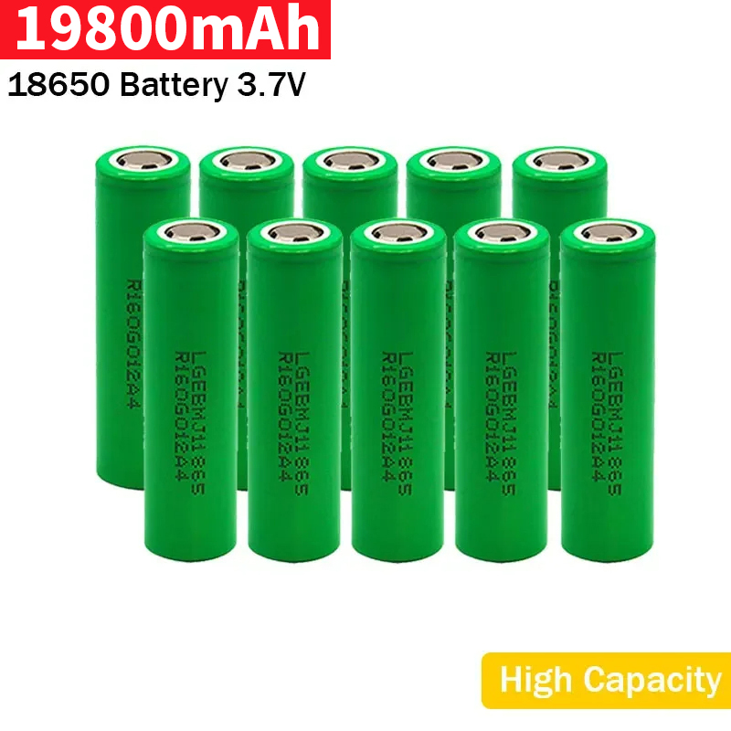 Original 18650 Battery 3.7V 19800mAh Discharge 18650 Li-ion Battery 3.7v Rechargable Battery for Flashlight: black
