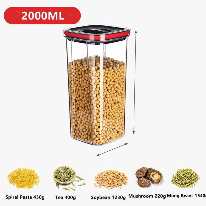 Rotating Cover Sealed Jar Food Storage Box Transparent Plastic Multigrain Tank Stackable Dried Storage Jars Kitchen Organizer: light yellow