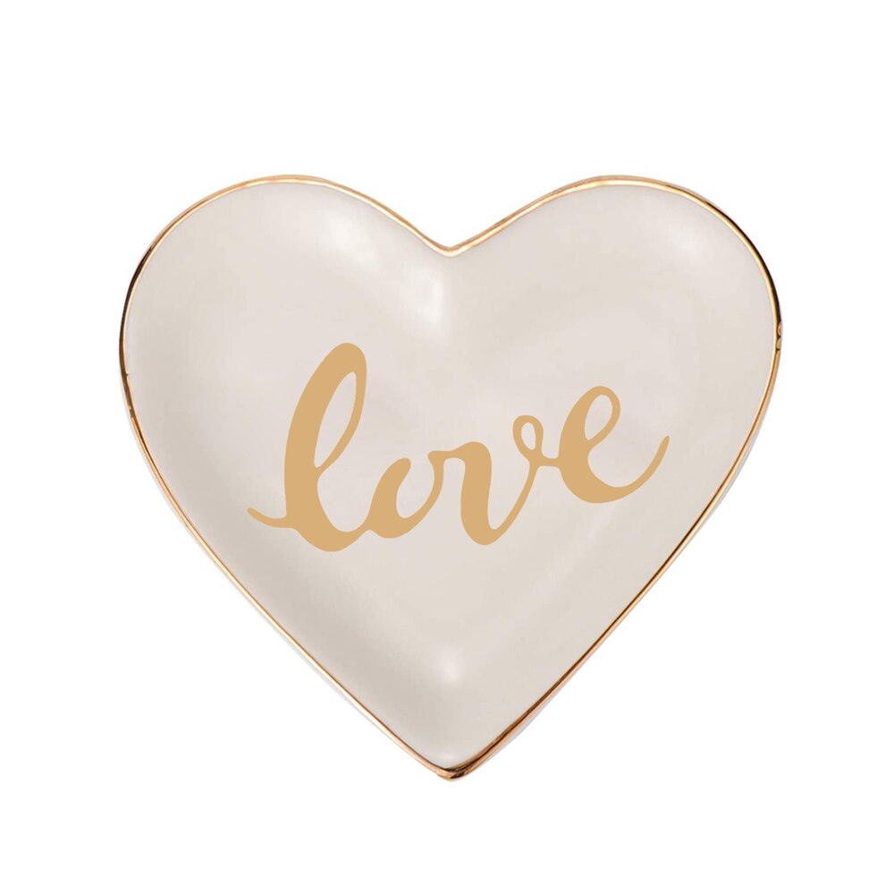 Ceramics love Storage Tray Love Jewelry Dish Gilded Letter Small Dish Necklace Storage Plate Tray Christmas: 1