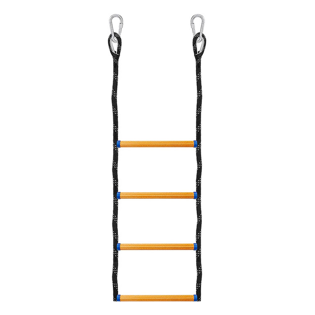 4 Step Marine Rope Ladder Folding Portable Rope Boarding Ladder Swim Ladder for Inflatable Boat Kayak Motorboat Canoeing: black