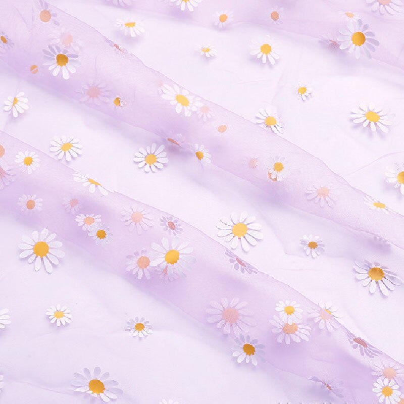 Daisy trykt organza stoff for jenter sommerkjole prinsesse kjole håndlaget diy klesdekorasjon liten daisy diy tyll