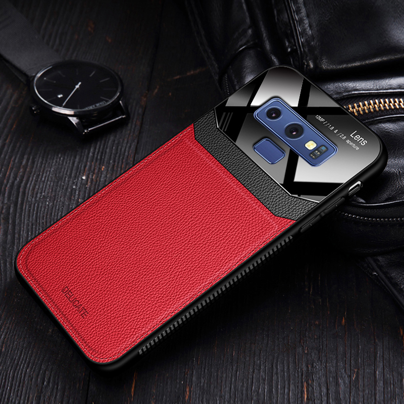 Coque, cover, case, voor Samsung Galaxy Note 9 8 Note9 Note8 Op lederen Spiegel glas Siliconen Shockproof telefoon Luxe leuke cases: For Samsung Note 9 / Red