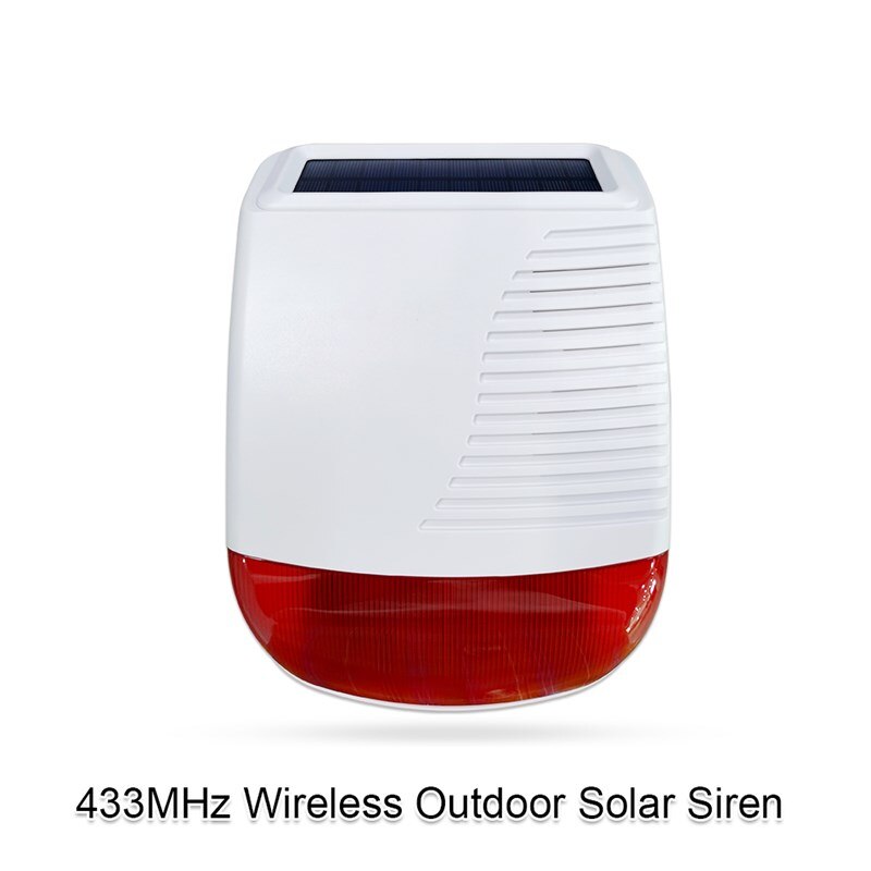 433 mhz trådløs udendørs solsiren lys flash strobe vandtæt alarm sirene hjem sikkerhed wifi gsm beskyttelse alarmsystem