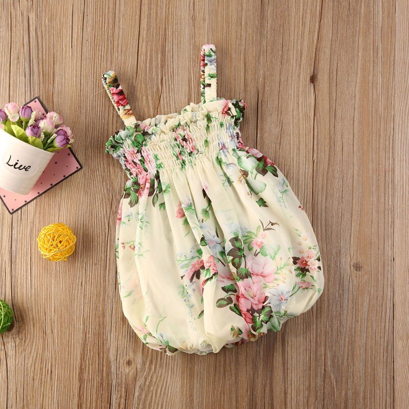 0-24m babymeisjesjurkjes in 4 kleuren, zomerbloemenprint, ruches, mouwloos mini-jurkje, zomerjurkje