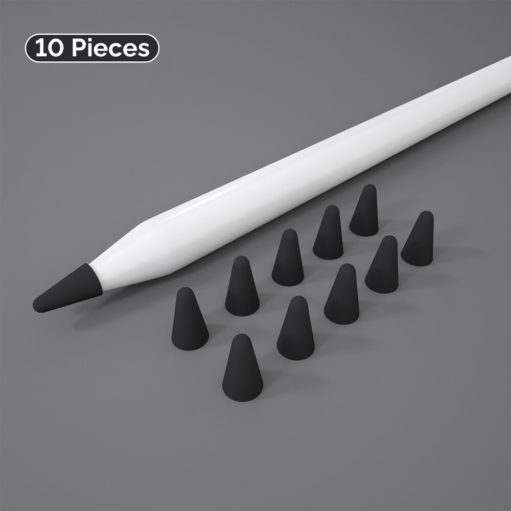 10pcs Silicone Replacement Tip Protective Cover For Apple Pencil 1st 2nd Touchscreen Stylus Pen Cover For Apple pencil Nib Cover: Black