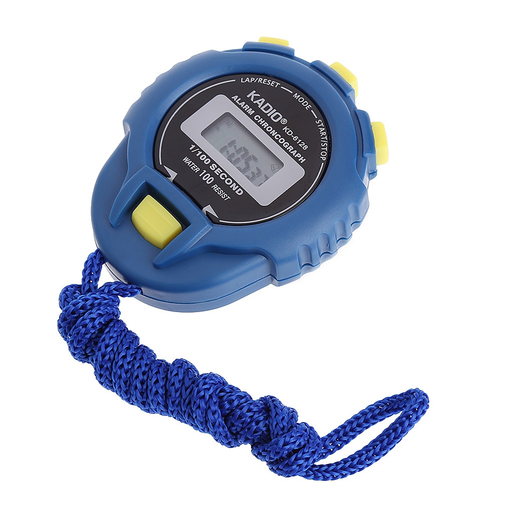 Mini Digitale Lcd Sport Stopwatch Chronograaf Counter Timer Stop Horloge Met String