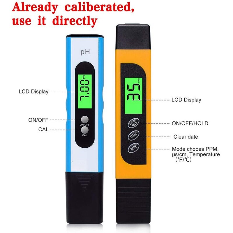 Ph Meter, Digital Water TDS Meter 0.01 Resolution TDS PH EC Temperature 4 in 1 Set for Swimming Pool Aquarium