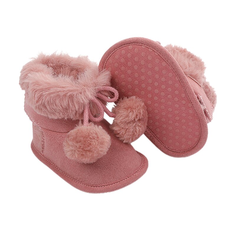 Baby Winter Warm Snowboots Zachte Zool Bont Gevoerde Pom Pom Enkellaarsjes Antislip Baby Prewalkers casual Footwear