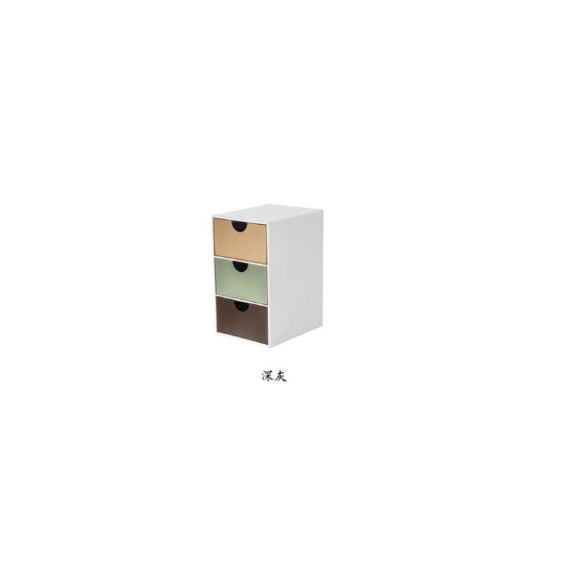 Organizador de escritorio Kawaii, caja de almacenamiento de maquillaje, contenedor de 3 estantes, cajón, estante para enviar pegatinas, decoración del hogar, suministros de oficina 2022: Card Grey Coffee