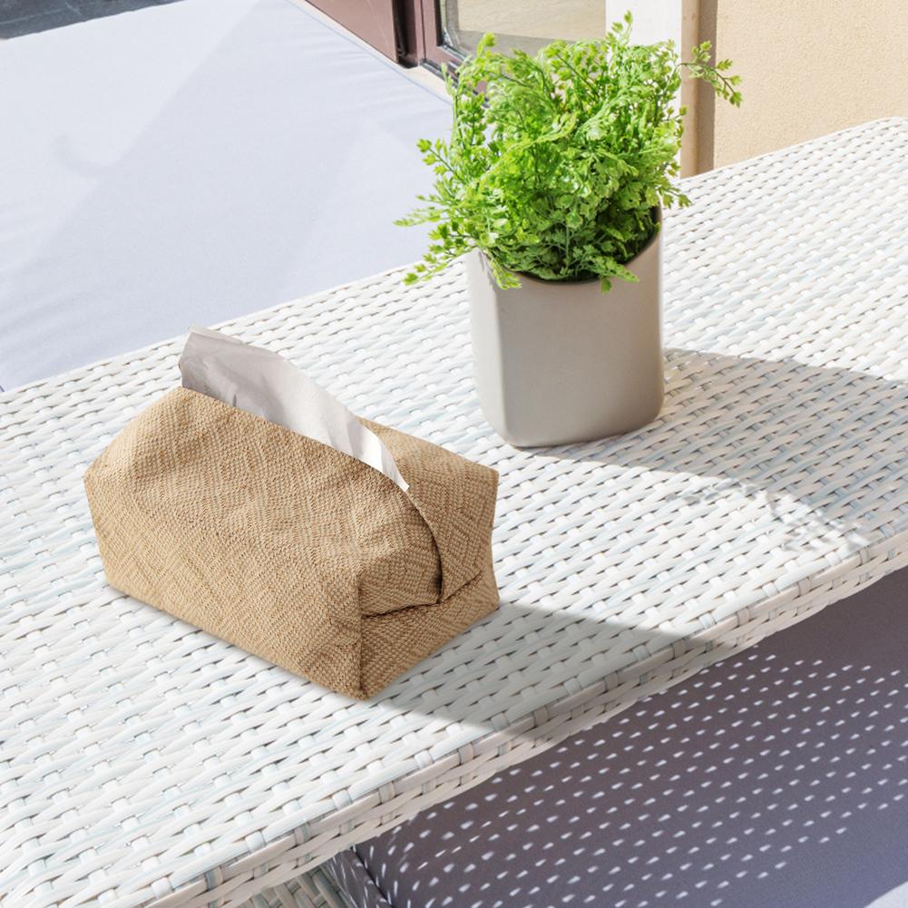 Fabric Tissue Box Simple Cotton Cloth Tissue Pumping Box Japanese-Style Jute Tissue Case Napkin Holder Organizer For Home Decor