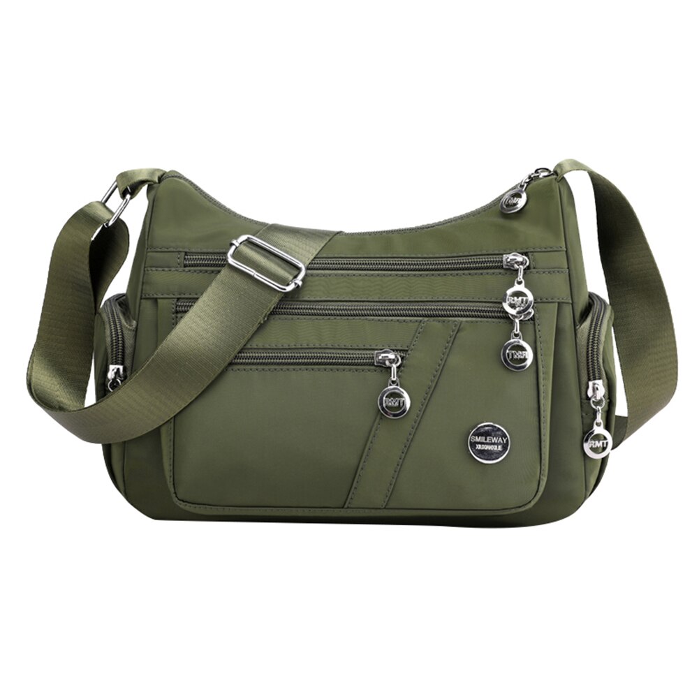 Schulter Geldbörse Multifunktions Nylon Frauen Jahrgang retro Kette Handtasche Bote Tasche Multifunktions Nylon lässig Handtasche Frau: Armee Grün