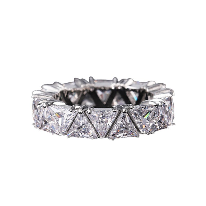Eternity Triangle Ring 925 Sterling silver Engagement Wedding Band Rings for Women Bridal Diamond Promise Party Jewelry