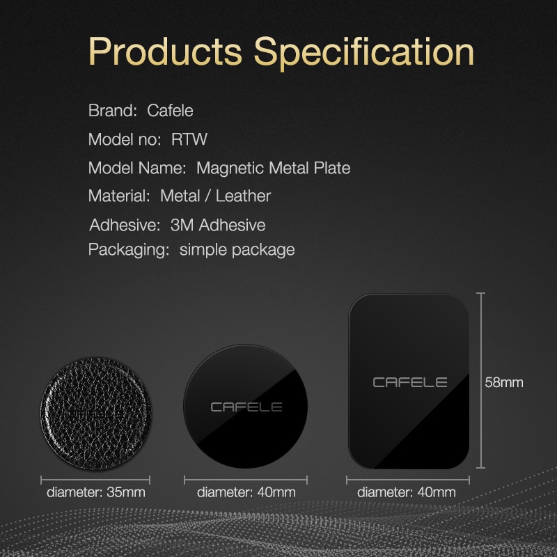 Cafele universell bil telefonholder metallplate til magnetisk adsorpsjon skrivebord vegg telefonholder jernark til luftventil bilholder
