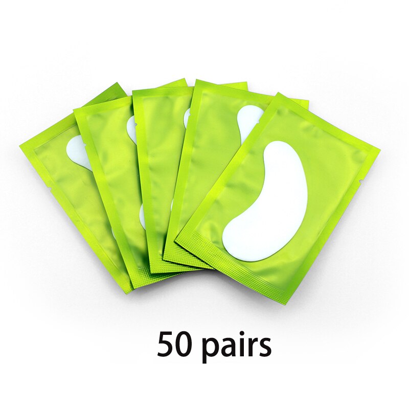 Autocollants d&#39;extension de cils, 50/100 paires, tampon sous les yeux, Patch de papier pour Extension de cils, Patch de Gel: 50  pairs Green