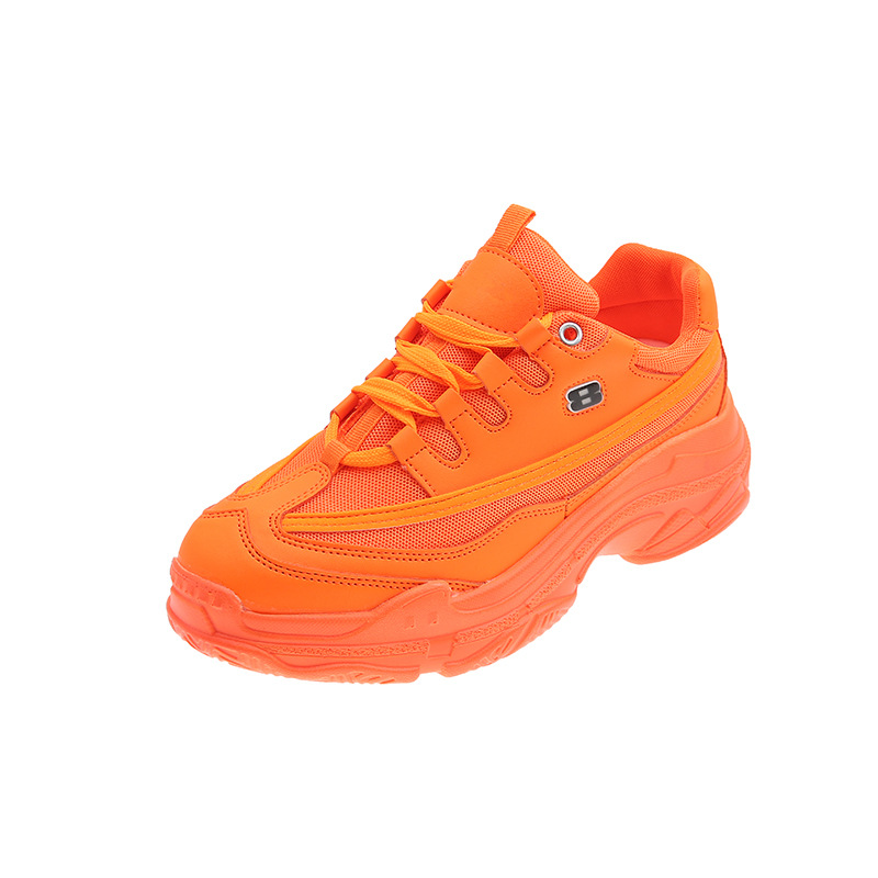 Joggesko kvinner plattform fritidssko hvite joggesko plattform kurv femme gul bling casual chunky: Oransje / 4