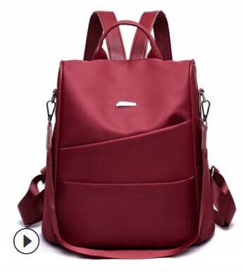 Women Lady Girls Waterproof Oxford Cloth Travel Backpack Anti-theft Shoulder Bag: Burgundy