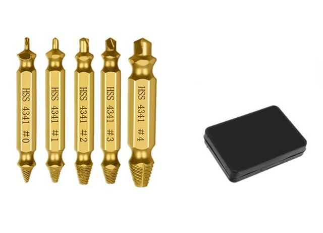 bohrer set 4/5/6 beschädigt Schraube Extractor Drill Bit Set Einfach Nehmen Sie Gebrochene Schraube Schraube Entferner Stripped Schrauben Extractor Abriss werkzeug: 5 PCS Gold With Box