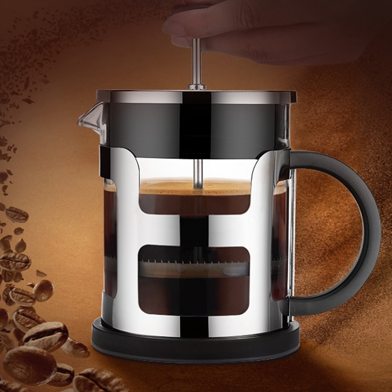 French Press Coffee Maker - Stainless Steel -Borosilicate Glass Coffee Pot Percolator, Single Serving Coffee Maker
