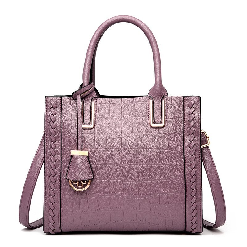 Casual Women's Handbags Pu Leather Crossbody Bags for Women Crocodile Pattern Tote Shoulder Bag: Purple