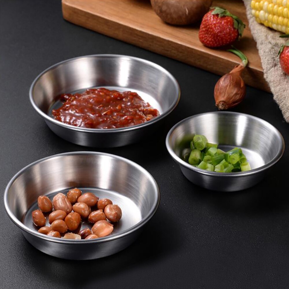 7/8/10/11CM 304 Stainless Steel Plate Small Dipping Sauce Plate Thick Round Seasoning Plate For Hotel Restaurant
