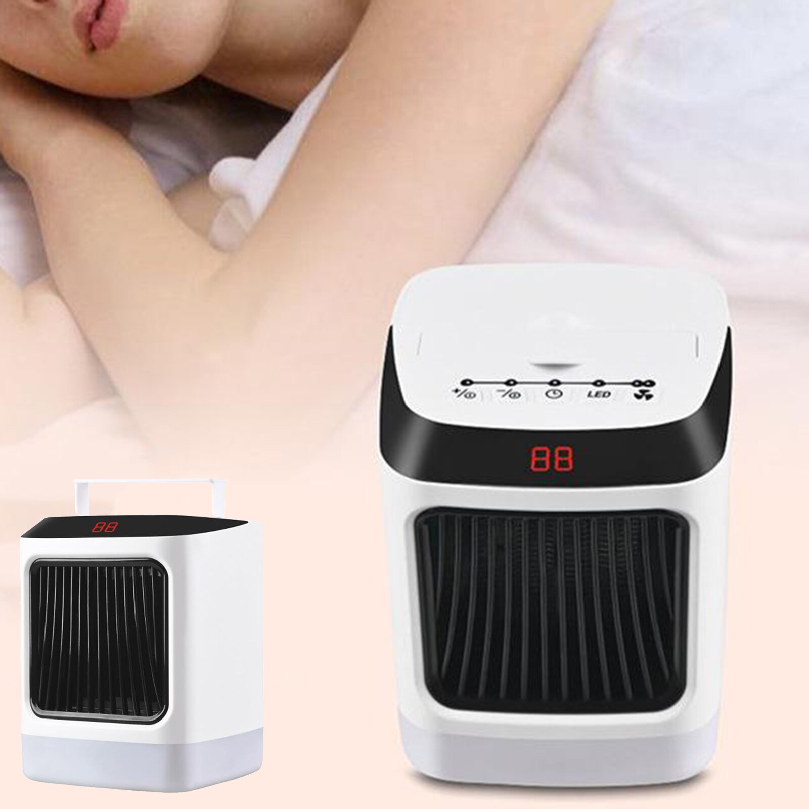 Handheld Ceramic Heater 2 Mode Warm Air Fan Remote Control Thermostat Silent