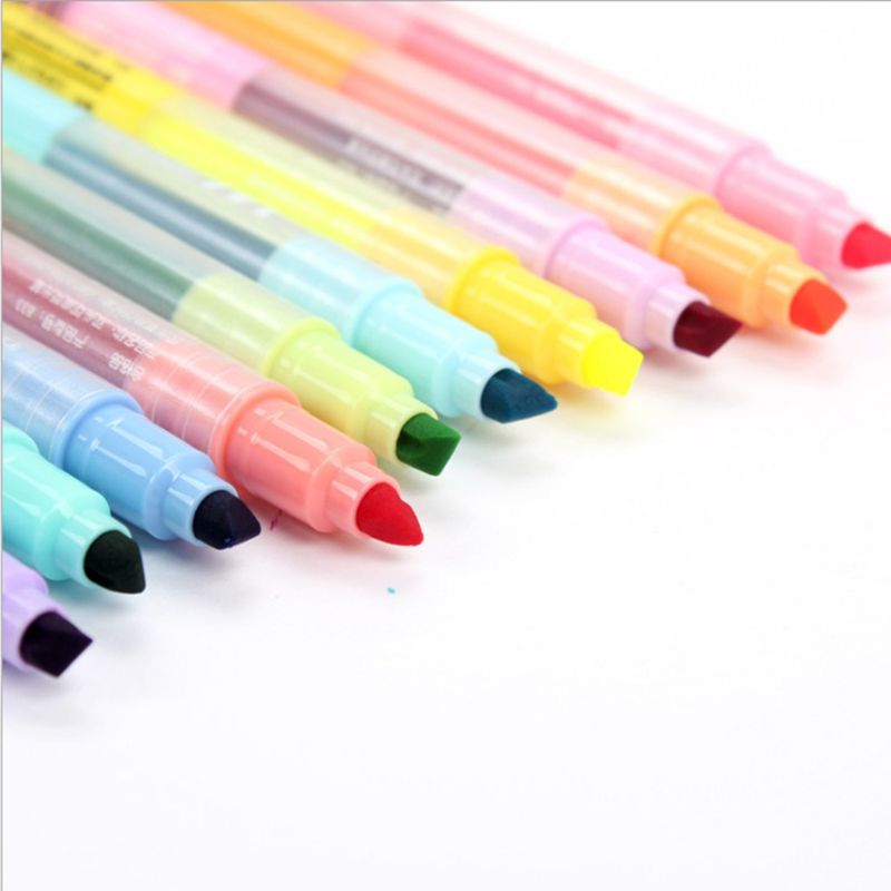 Rotulador que se puede borrar de doble punta, 10 Uds., rotulador de tiza líquida Pastel, marcador fluorescente, resaltador de Color
