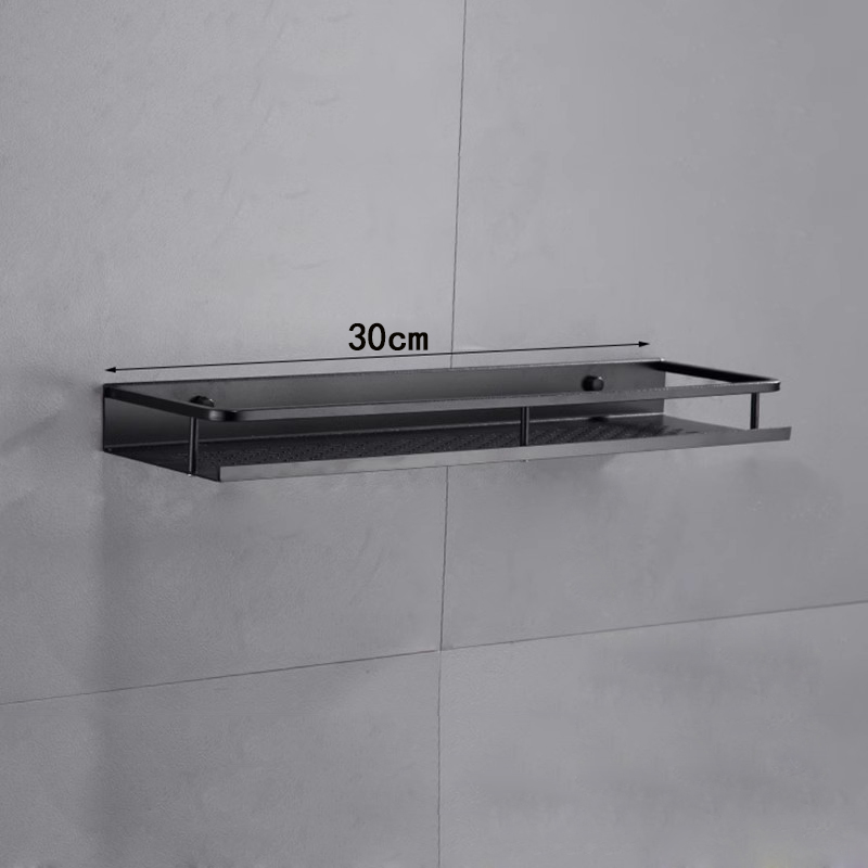 Estante de baño con barra de toalla montado en la pared, estante de ducha de aluminio gris, soporte de champú de baño negro, soporte de cesta, estante de esquina: Verde