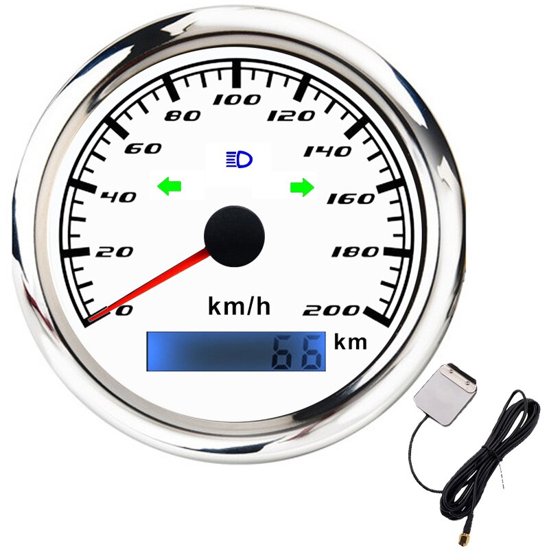 Gps Snelheidsmeter 120 Km/h Met Rode Backlight Grootlicht Links Rechts Draaien Licht 200 Km/h Snelheid Gauge Voor Auto Boot auto 12V/24V: 200kmh-GPS-WS