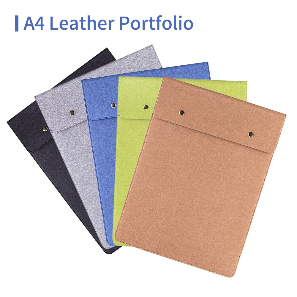PU Leather Portfolio A4 File Pouch Document Bag Contract Invoice Bill Storage Organizer for Office School Supplies